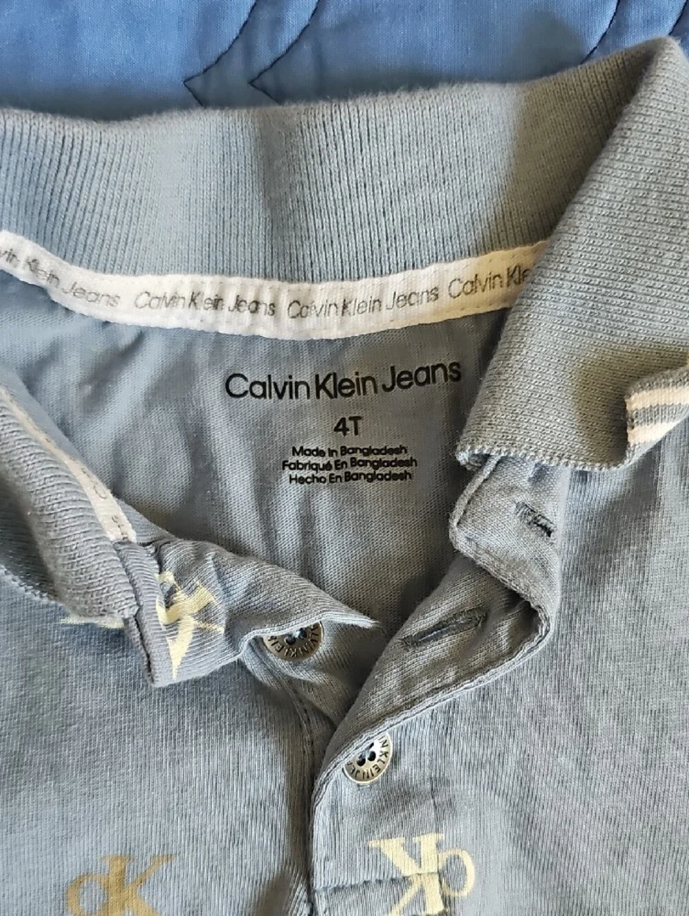Calvin Klein Jeans Boys Light Blue Polo Shirt & Tan Shorts Set